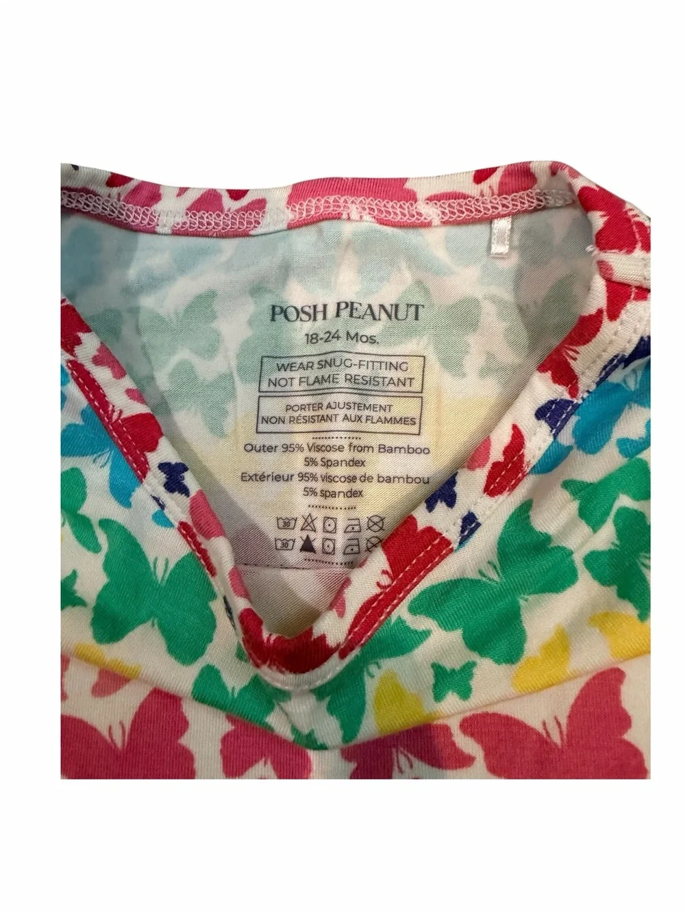 Posh Peanut Kids Rainbow Butterfly Short Pajama Set - Multicolor